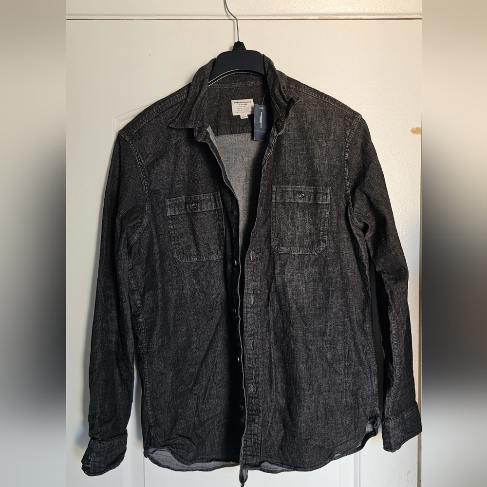 Men's American Eagle Large Denim Shirt Black New Flex